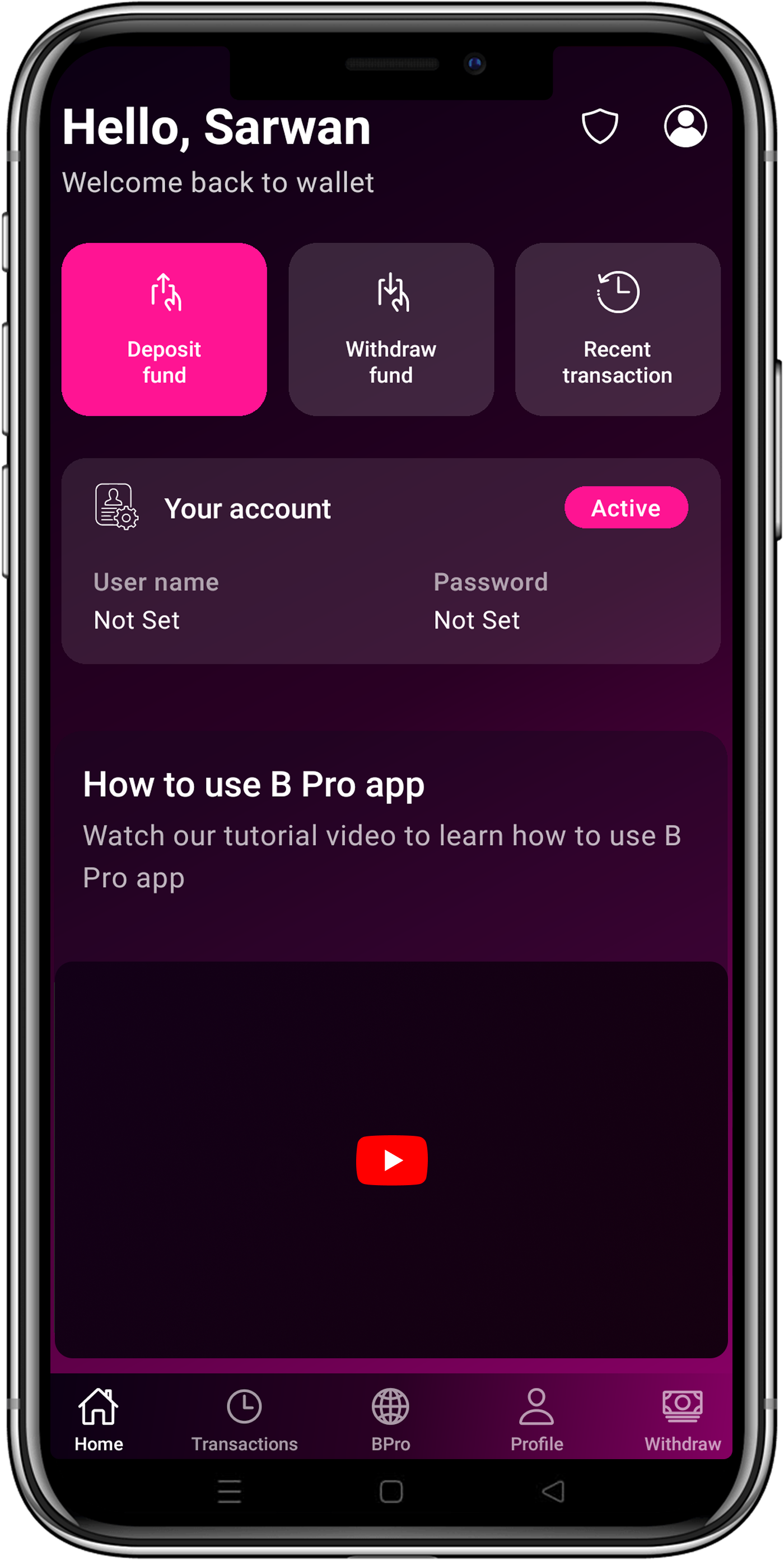 BetPro Original App Interface